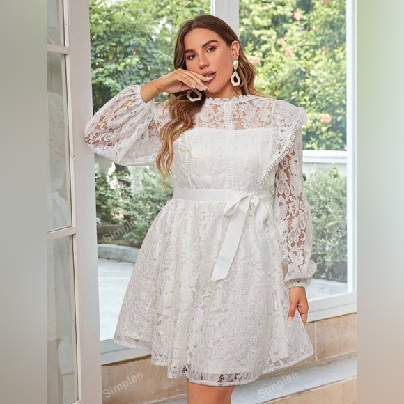 Elegant White Lace Dress dress plus sz 20-22 - Picture 5 of 8